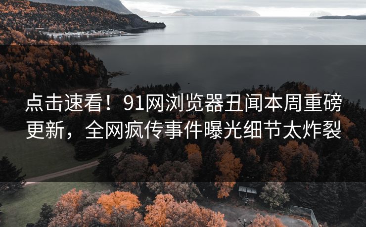 点击速看！91网浏览器丑闻本周重磅更新，全网疯传事件曝光细节太炸裂