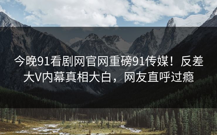 今晚91看剧网官网重磅91传媒！反差大V内幕真相大白，网友直呼过瘾