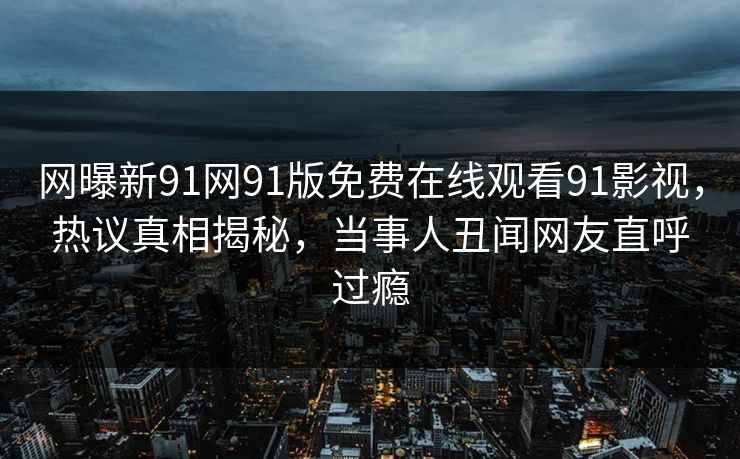 网曝新91网91版免费在线观看91影视，热议真相揭秘，当事人丑闻网友直呼过瘾