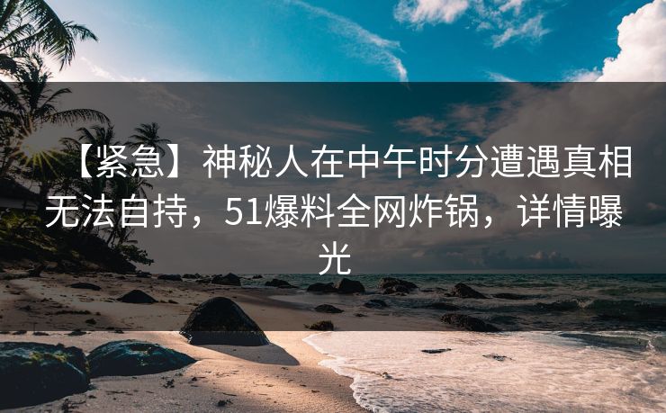 【紧急】神秘人在中午时分遭遇真相无法自持，51爆料全网炸锅，详情曝光