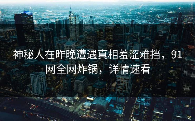 神秘人在昨晚遭遇真相羞涩难挡，91网全网炸锅，详情速看