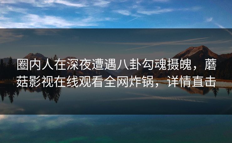 圈内人在深夜遭遇八卦勾魂摄魄，蘑菇影视在线观看全网炸锅，详情直击