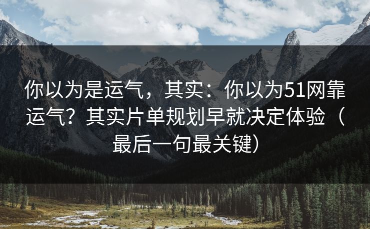 你以为是运气，其实：你以为51网靠运气？其实片单规划早就决定体验（最后一句最关键）